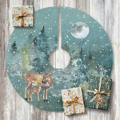 Doe en Fawn Deer in Forest Full Moon Snowfall Kerstboom Rok