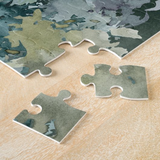 Doe en Fawn Deer in Forest Full Moon Waterverf Legpuzzel (Zijkant)