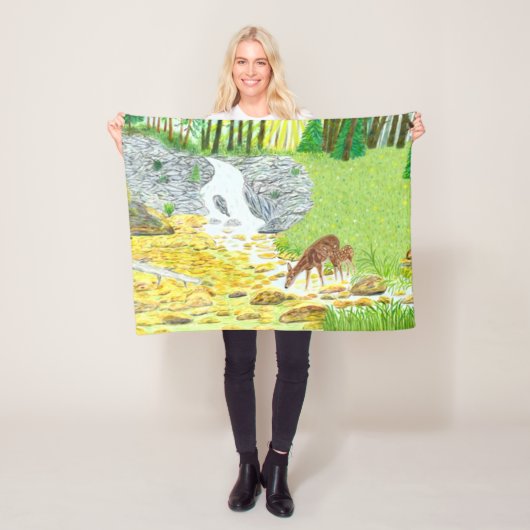 Doe en Fawn Fleece Deken (In situ)