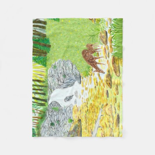 Doe en Fawn Fleece Deken (Voorkant)