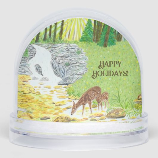 Doe en Fawn Glossy Sneeuwbol (Voorkant)