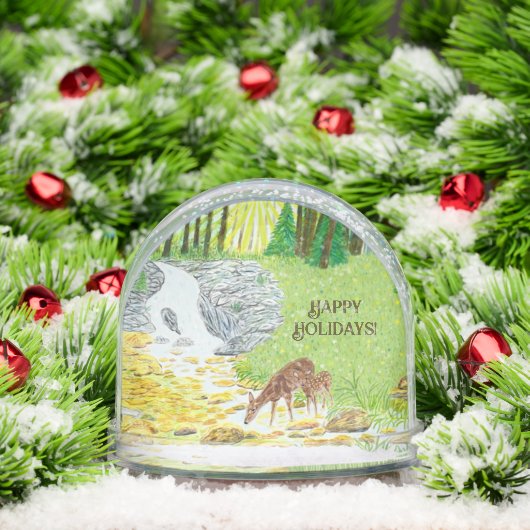 Doe en Fawn Glossy Sneeuwbol (Kerstmis)