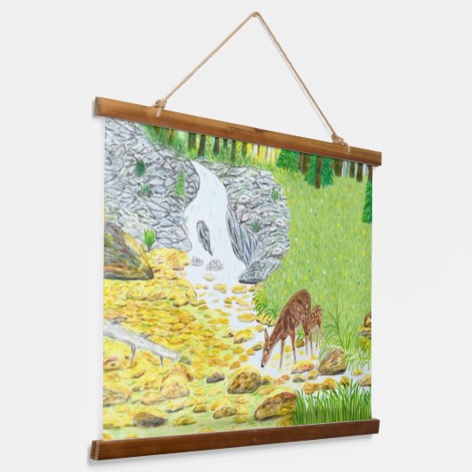 Doe en Fawn Hangend Wandkleed (Gebogen)