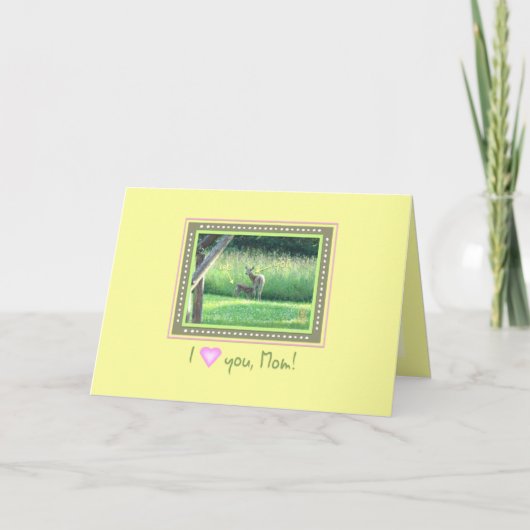 Doe en Fawn "Ik (hart) jou, mam!" Dag van de valen Kaart (Voorkant)