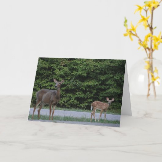 Doe en fawn kaart (Gele Bloem)