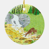 Doe en Fawn Keramisch Ornament (Achterkant)