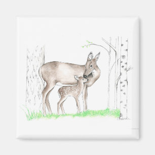 Doe en Fawn Magneet