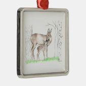 Doe en Fawn Metalen Ornament (Rechts)