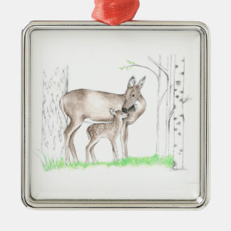 Doe en Fawn Metalen Ornament