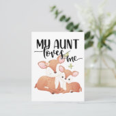 Doe en Fawn Mijn tante houdt van me Briefkaart (Staand voorkant)