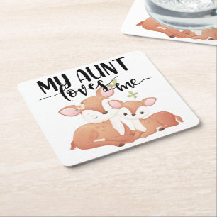Doe en Fawn Mijn tante houdt van me Kartonnen Onderzetters