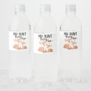 Doe en Fawn Mijn tante houdt van me Waterfles Etiket