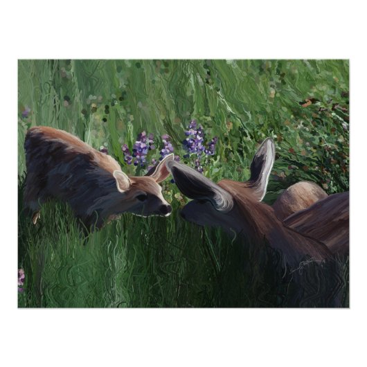 Doe en fawn papier afdrukken (Voorkant)