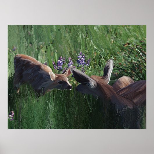 Doe en fawn papier afdrukken poster (Voorkant)