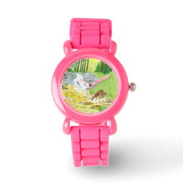 Doe en Fawn Roze Silicon Kinder horloge