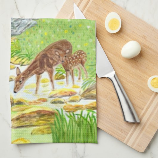 Doe en Fawn Theedoek (Quarter Fold)