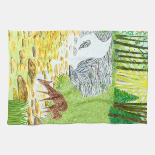Doe en Fawn Theedoek (Horizontaal)