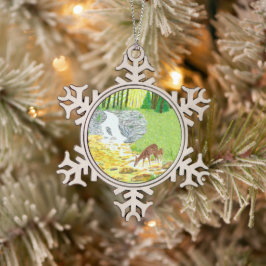 Doe en Fawn Tin Sneeuwvlok Ornament