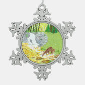 Doe en Fawn Tin Sneeuwvlok Ornament (Voorkant)