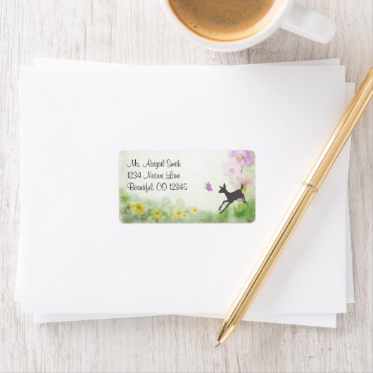  Doe en Vlinder Deer Adreslabel Etiket (Insitu)