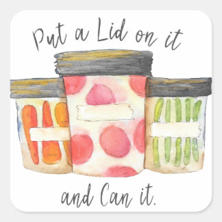 Doe er een deksel op en kan het! vierkante sticker