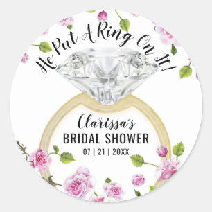 Doe Er Een Ring Omheen Moderne Diamanten Bloem Ronde Sticker