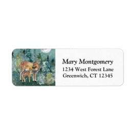 Doe Fawn Deer Forest Full Moon Snow Return-adres Etiket