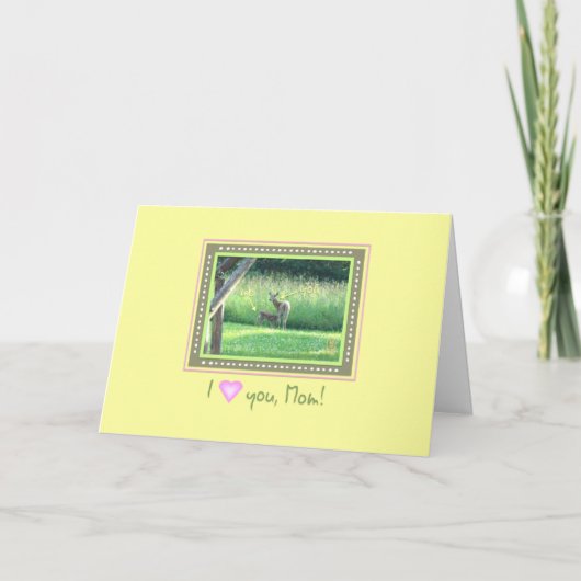 Doe & Fawn I (hart) Moederdag Kaart (Voorkant)