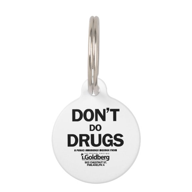 Doe geen drugs zoals je op Bernard Summer ziet Huisdierpenning (Voorkant)