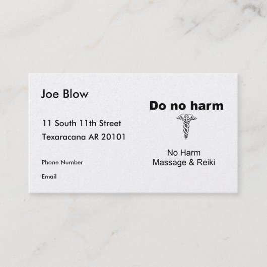 Doe geen Harm Afsprakenkaartje (Voorkant)