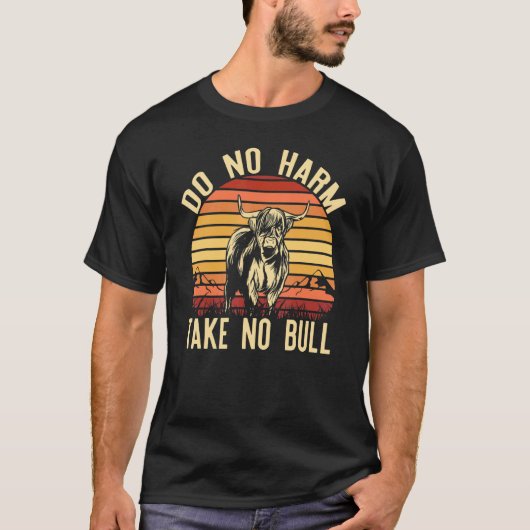 Doe geen Harm Neem geen Bull Sunset Highland Rundv T-shirt (Voorkant)