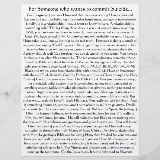 Doe geen zelfmoord! Flyer (Voorkant)