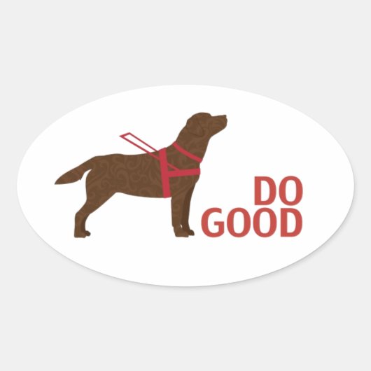 Doe goed - Service Dog - Chocolate Lab Ovale Sticker (Voorkant)