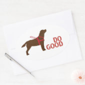 Doe goed - Service Dog - Chocolate Lab Ovale Sticker (Envelop)
