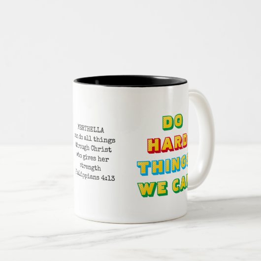 DOE HARD THINGS Custom Phil 4v13 Christelijk Tweekleurige Koffiemok (Voorkant rechts)