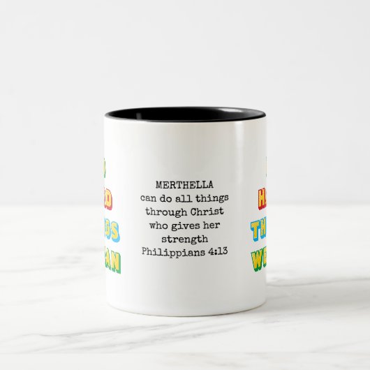 DOE HARD THINGS Custom Phil 4v13 Christelijk Tweekleurige Koffiemok (Center)