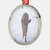 Doe hert in de sneeuwfotografie van Montana Wildli Metalen Ornament (Links)