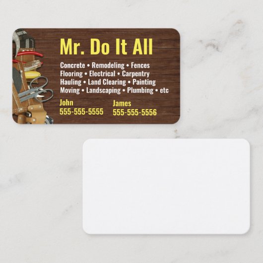 Doe het allemaal Handyman Visitekaartje (Voorkant / Achterkant)