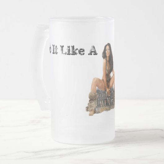 Doe het als een CaveMan! Beer Stein Matglas Bierpul (Voorkant links)