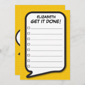 DOE HET GEDAAN Lijst Spraak Bubble Fun Retro Kaart (Voorkant / Achterkant)