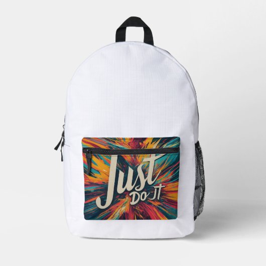 Doe het gewoon. bedrukte rugzak (Voorkant)