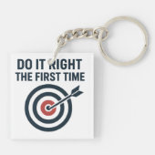 Doe het goed de eerste keer Zero Defects Doel Sleutelhanger (Achterkant)