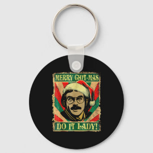 Doe het grappig Chit-mas Kerstmis Kerstman Hoed Sleutelhanger