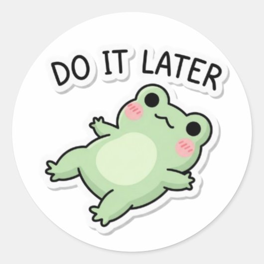 Doe het later kikker sticker Schattige luie kikker (Voorkant)
