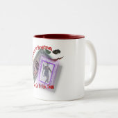 Doe het nooit gratis! tweekleurige koffiemok (Voorkant rechts)