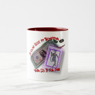 Doe het nooit gratis! tweekleurige koffiemok