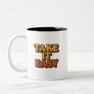 Doe het rustig aan – Retro  Design Tweekleurige Koffiemok