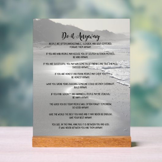 Doe het toch Misty Ocean Beach Acryl Bord (Neutraal)