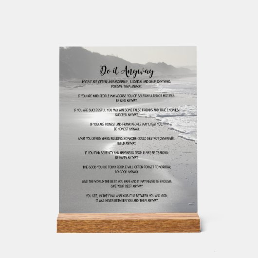 Doe het toch Misty Ocean Beach Acryl Bord (Voorkant)