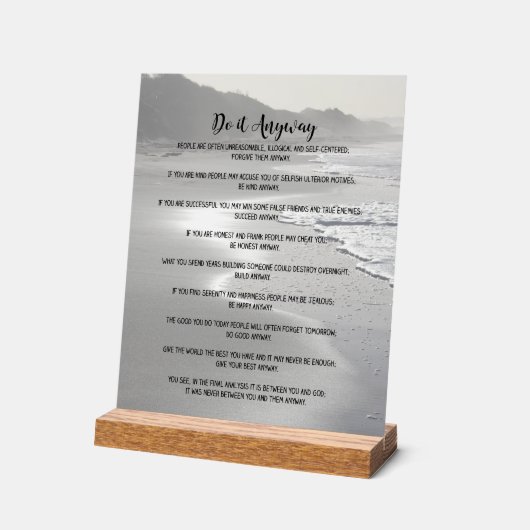 Doe het toch Misty Ocean Beach Acryl Bord (Hoek)